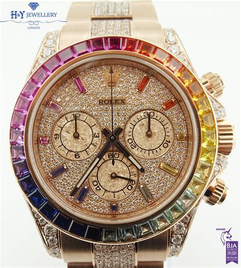 rolex daytona rainbow diamond replica|rolex with rainbow bezel.